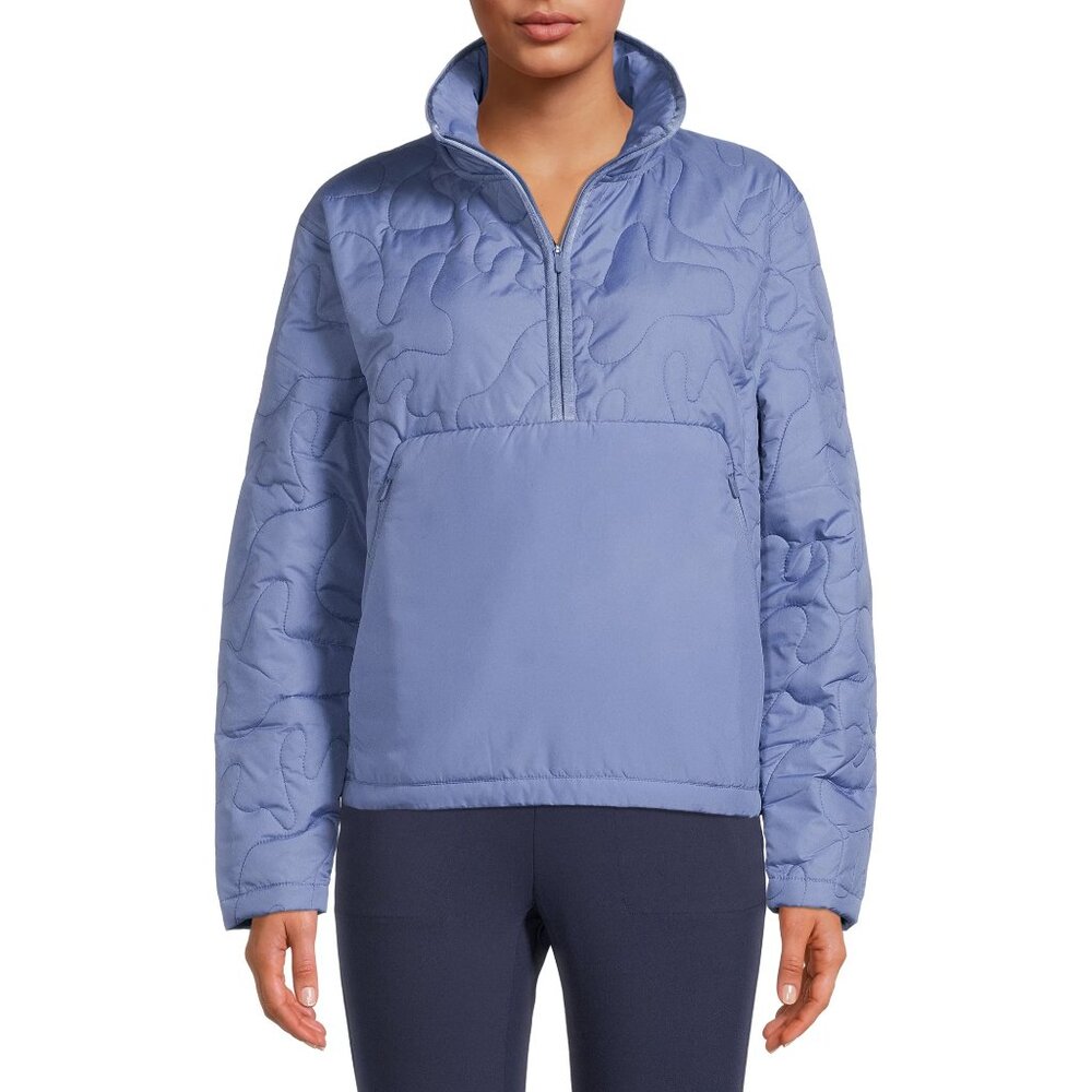 NWT Avia Womens Quarter Zip Jacket Mock Neck Blue Size XL, XXXL Quilted Pattern